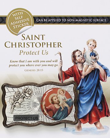 St Christopher Two Tone Magnetic Car Plaque with Rose