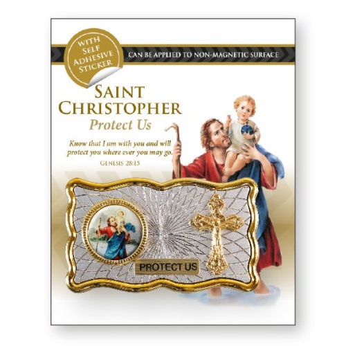 St Christopher Two Tone Magnetic Car Plaque with Cross
