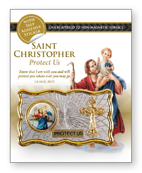 St Christopher Two Tone Magnetic Car Plaque with Cross