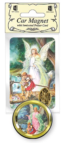 Guardian Angel Colour Magnetic Car Plaque - Prayer Card & GA Medal