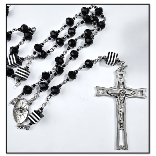 Stunning Black Austrian Glass crystals with Liquorice Mysteries Rosary