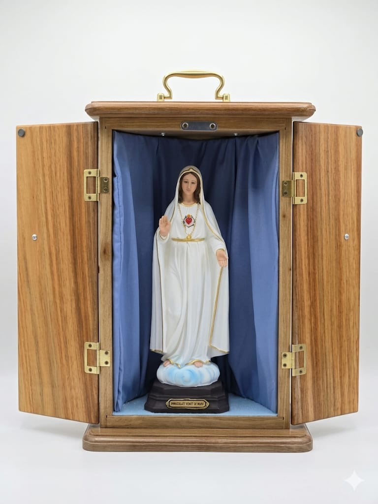 Immaculate Heart of Mary Shrine - Kiaat wood Cupboard 41cm