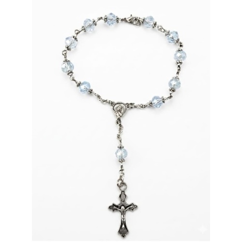 Car Rosary - Pale blue Crystal