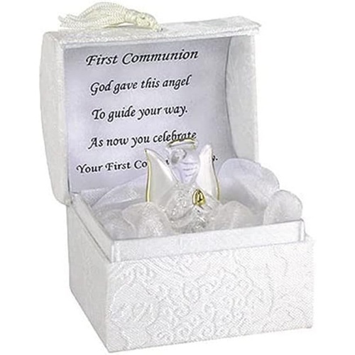 First Holy Communion Guardian Angel Gift HAND BLOWN GLASS & GOLD GILDED