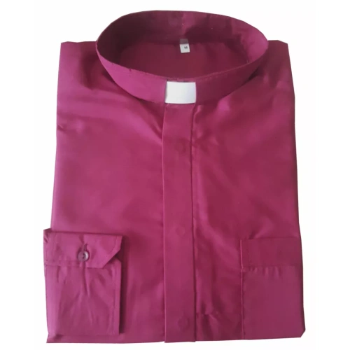 Clerical Shirt Cerise with Slip in Collar