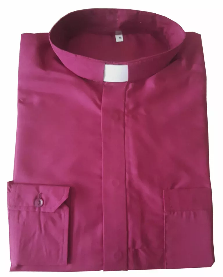 Clerical Shirt Cerise with Slip in Collar