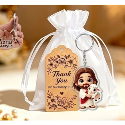 Jesus Lamb of God Key Chain with Thank you Card/Organza bag