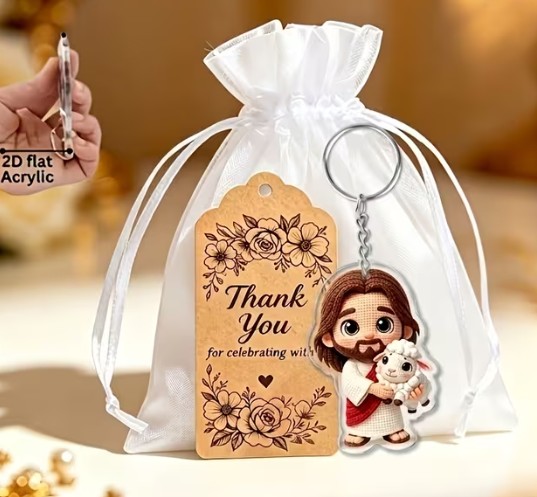 Jesus Lamb of God Key Chain with Thank you Card/Organza bag