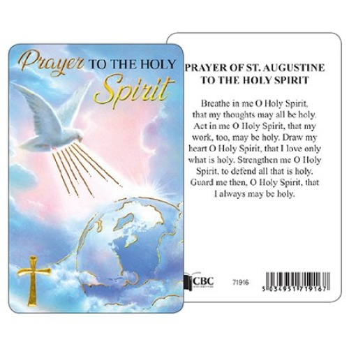 Holy Spirit Prayer Card with Golden accents/St Augustine Prayer to the Holy Spirit