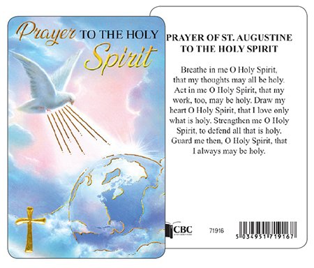 Holy Spirit Prayer Card with Golden accents/St Augustine Prayer to the Holy Spirit