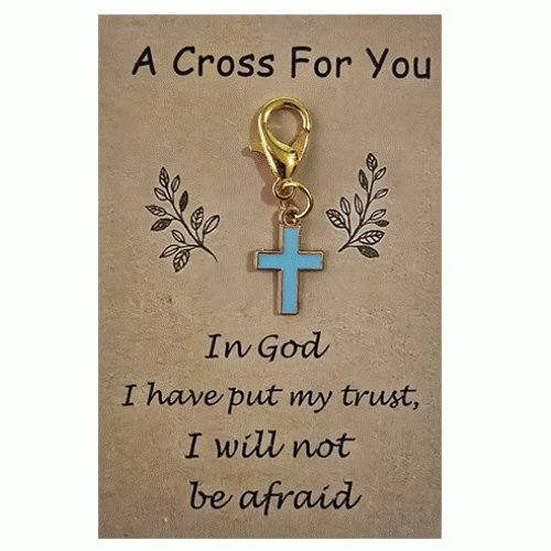 Cross Charm - Card "A Cross for You, In God I have put my Trust" - Bonbonnière