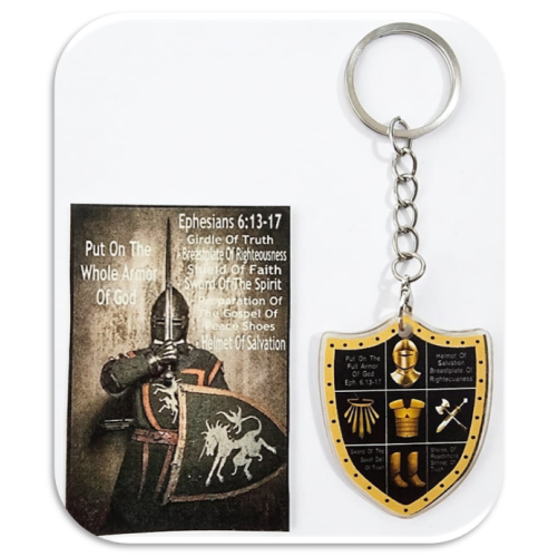 "Put on the Whole Armor of God" Ephesians 6:13-17 - Card and Key Ring - Bonbonnière