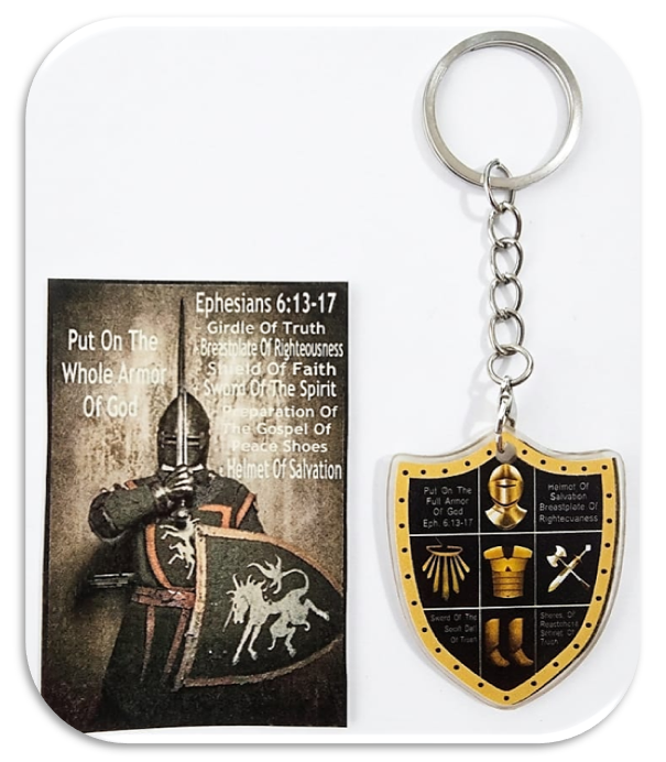 "Put on the Whole Armor of God" Ephesians 6:13-17 - Card and Key Ring - Bonbonnière