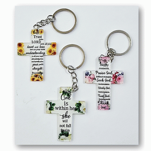 Cross Key Ring with Bible Verse -  Bonbonnière