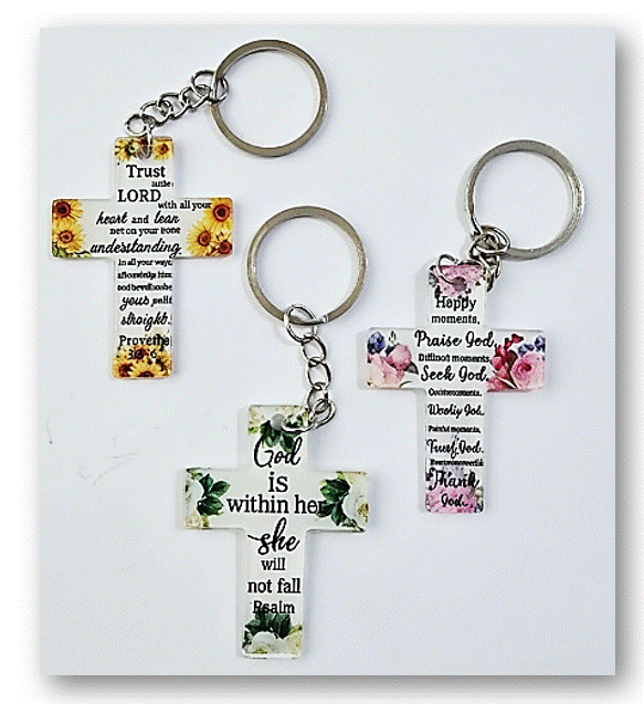Cross Key Ring with Bible Verse -  Bonbonnière