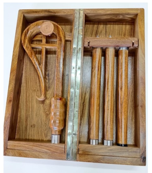Wooden Crozier & Case  -Kiaat Wood - Made on order