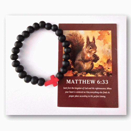 Assorted Wooden Bracelet with Red Cross and Bible Verse Card - Bonbonnière
