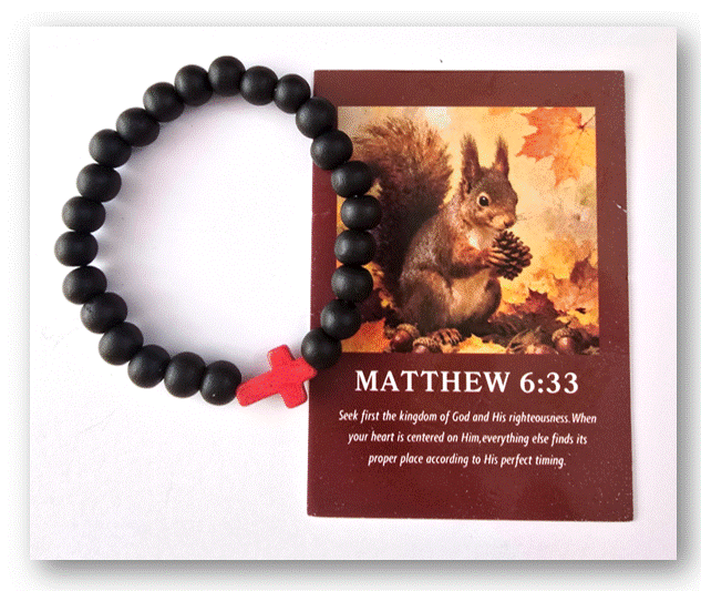 Assorted Wooden Bracelet with Red Cross and Bible Verse Card - Bonbonnière