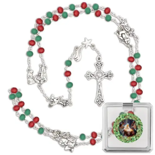 Christmas Rosary in wood - Featuring nativity elements as Mystery beads