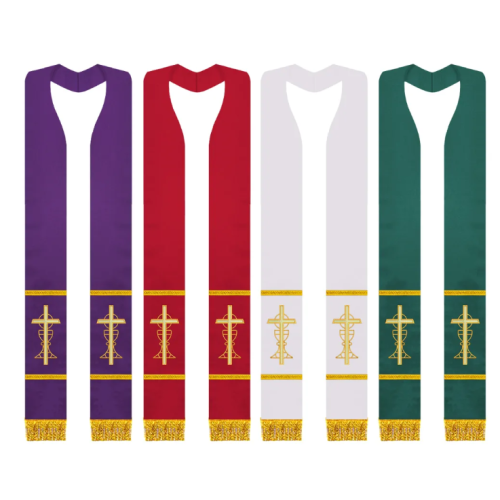 Stole with Cross and Chalice Embroidery - All Liturgical colours