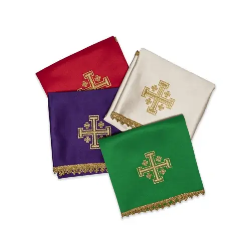 Haftina House - Set of 4 Chalice Veils (all Liturgical colours) - Jerusalem Cross - Import