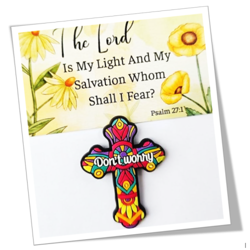 Colourful Cross with Bible Verse card - Assorted designs - Gift / Bonbonnière