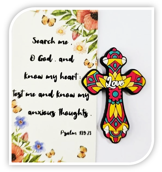 Colourful Cross with Bible Verse card - Assorted designs - Gift / Bonbonnière - Image 3
