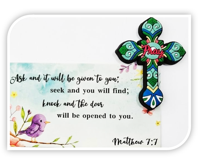 Colourful Cross with Bible Verse card - Assorted designs - Gift / Bonbonnière - Image 2