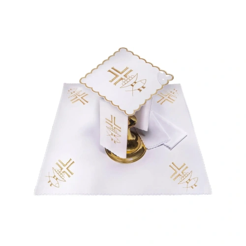 Haftina House Altar Linen Set -Cross fish and grapes- Imported from Poland