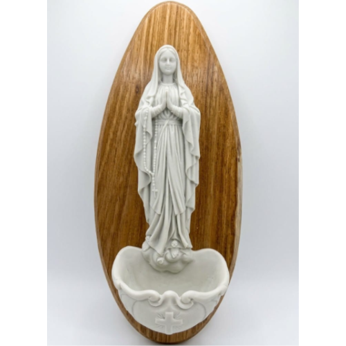 Marble Font of Our Lady  -  Kiaat/Beechwood base